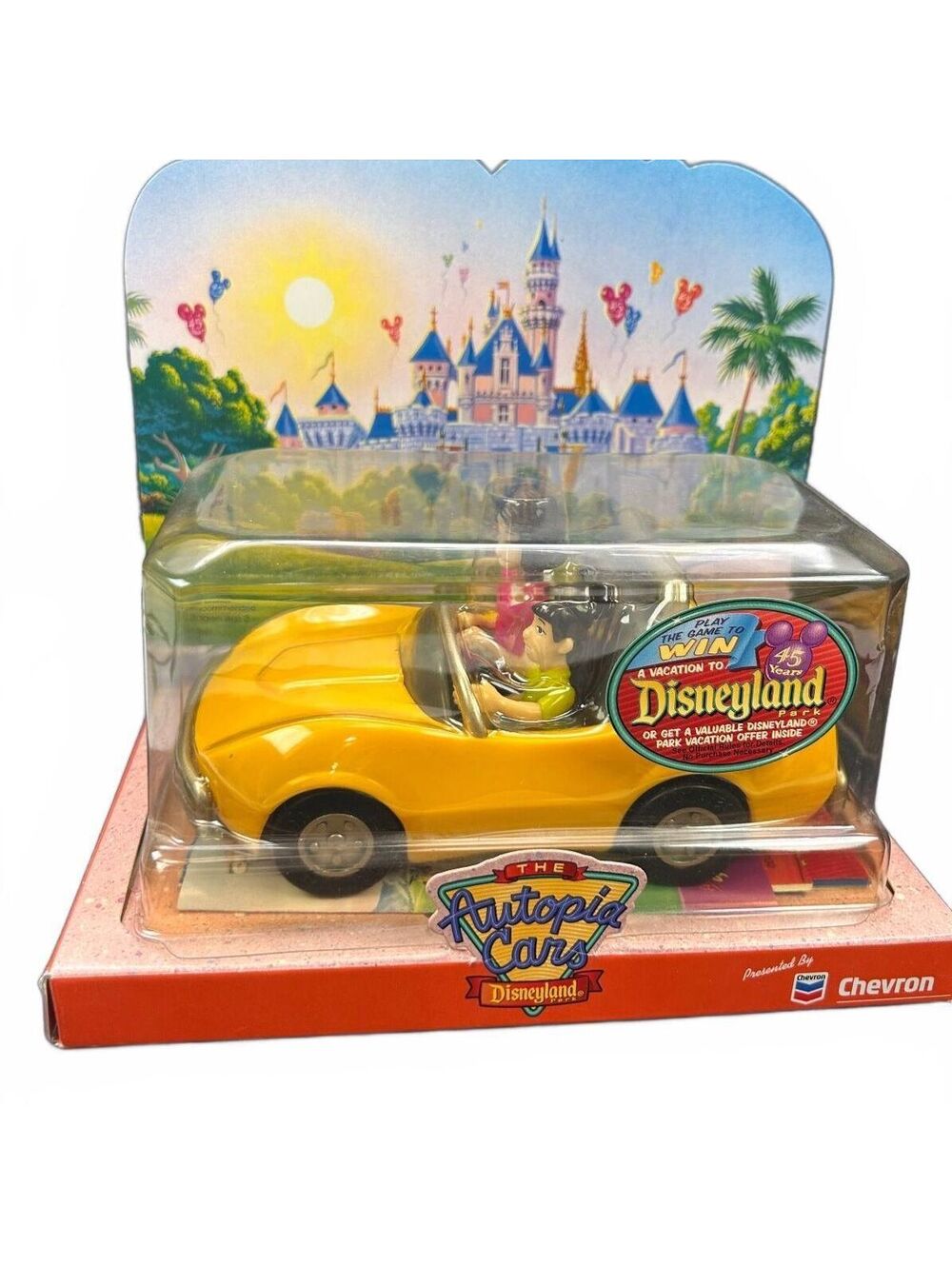 Chevron Autopia Cars Disneyland Yellow Classic Car Toy Vintage 2000